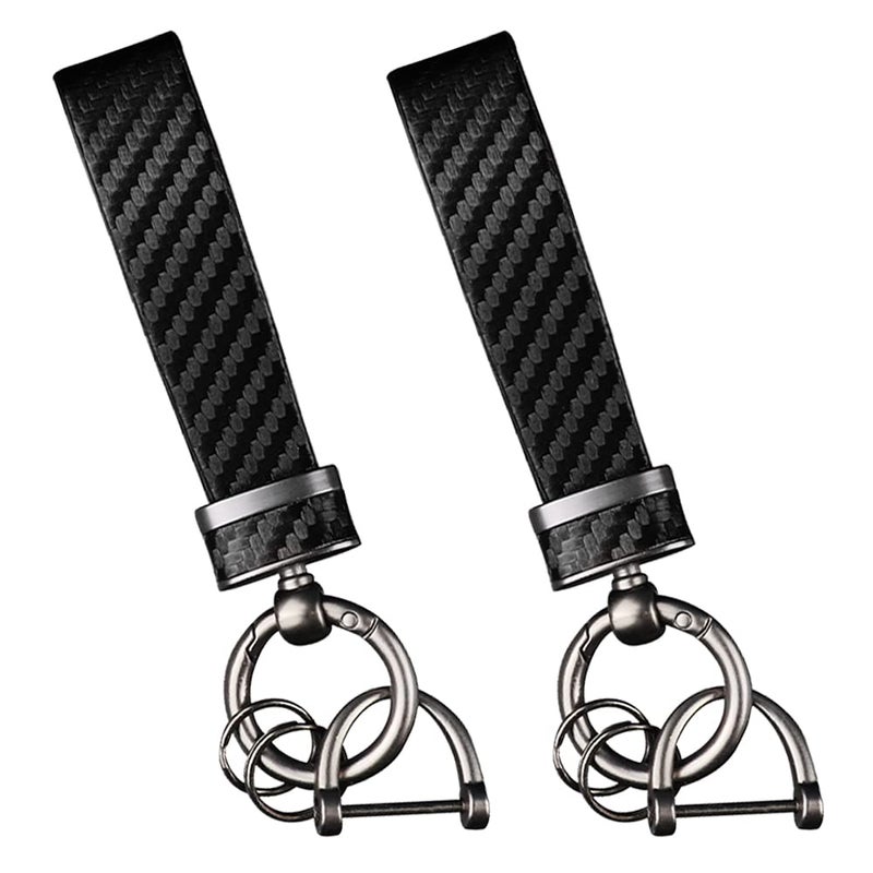 Turcee 2PCS Carbon Fiber Car Keychain Kit Gift for Men and Women Quick Release Spring with D-Ring Anti Lost Car Keychain Organizer - Image 1
